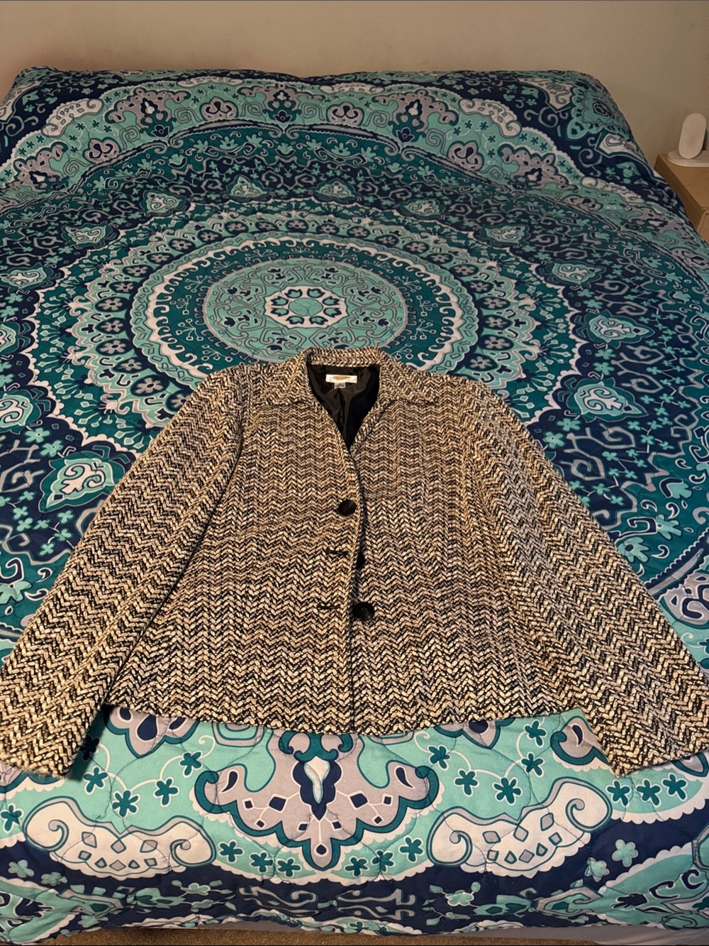 Talbots Black and White Tweed Blazer